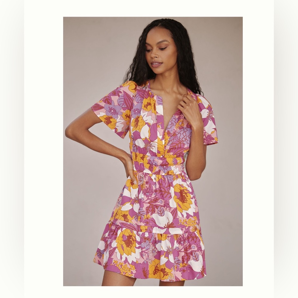 THE SOMERSET MINI DRESS in 
“Orange Pattern”
